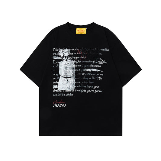 Unisex T-shirts Street Vintage Girly Pattern Men's Loose Short Sleeve T-Shirt