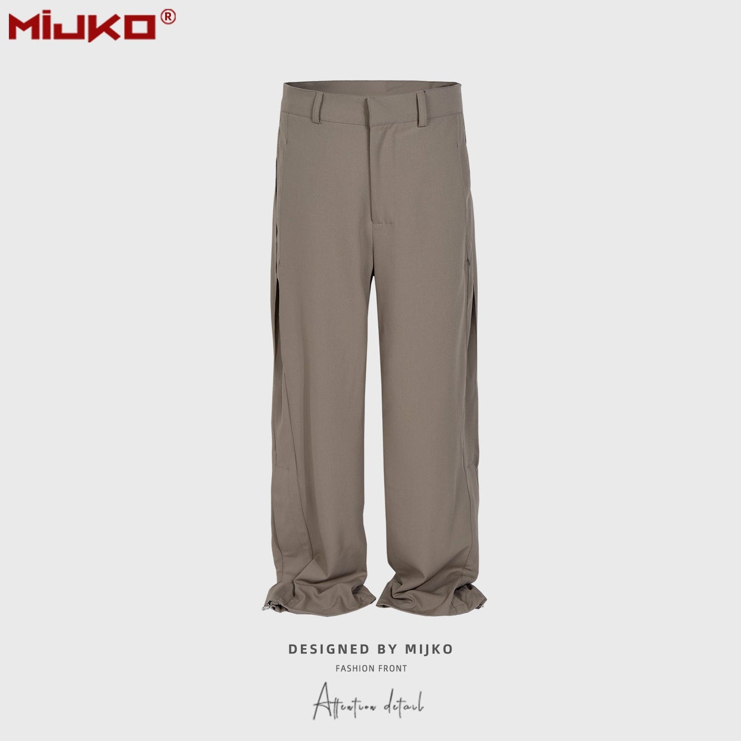 MIJKO Men Vintage Pants Splicing Optional Wide-Foot Zipper Pants Casual Pants