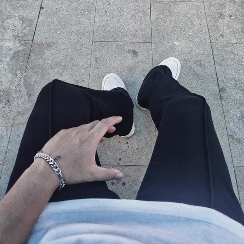 MIJKO Men's Vintage Pants MIJKO Men's Sweatpants Micro Wide Feet High Street Slim Casual Pants