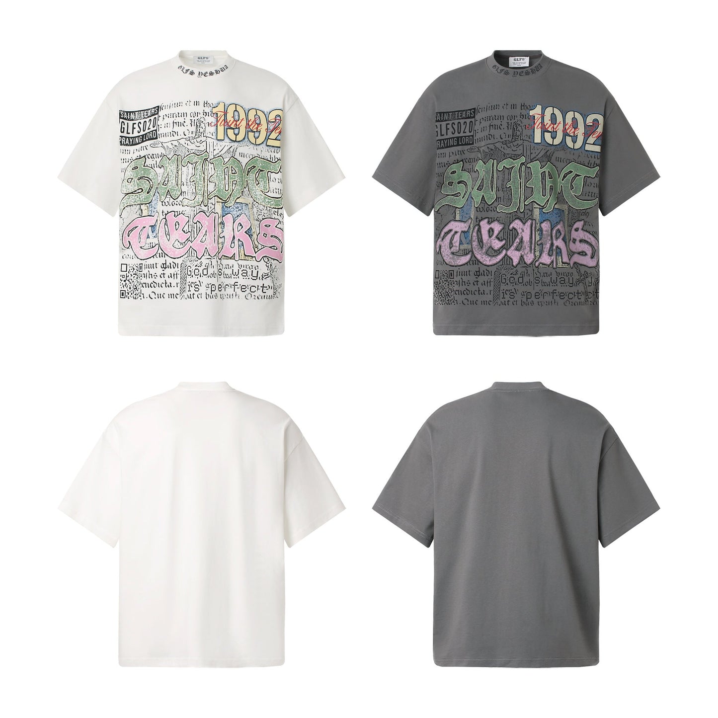 Unisex T-shirts Summer men's and women's creative alphabet map loose short-sleeved T-shirts