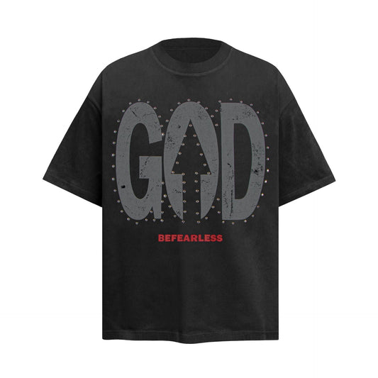 Unisex T-shirts Summer Vintage Alphabet Bead Printed Men's Loose Short Sleeve T-Shirt