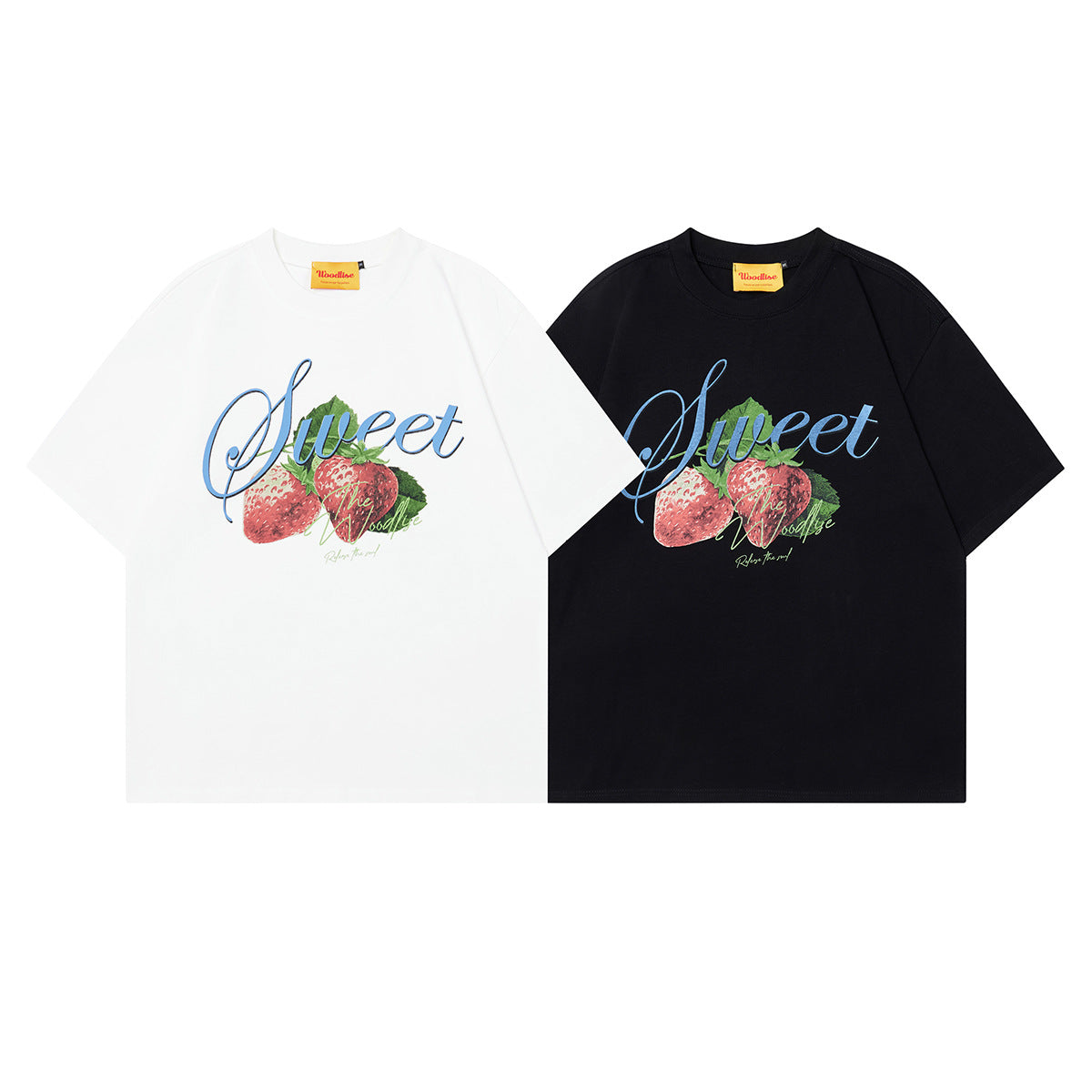 Unisex T-shirts Summer Strawberry Pattern Men's Loose Short Sleeve T-Shirt