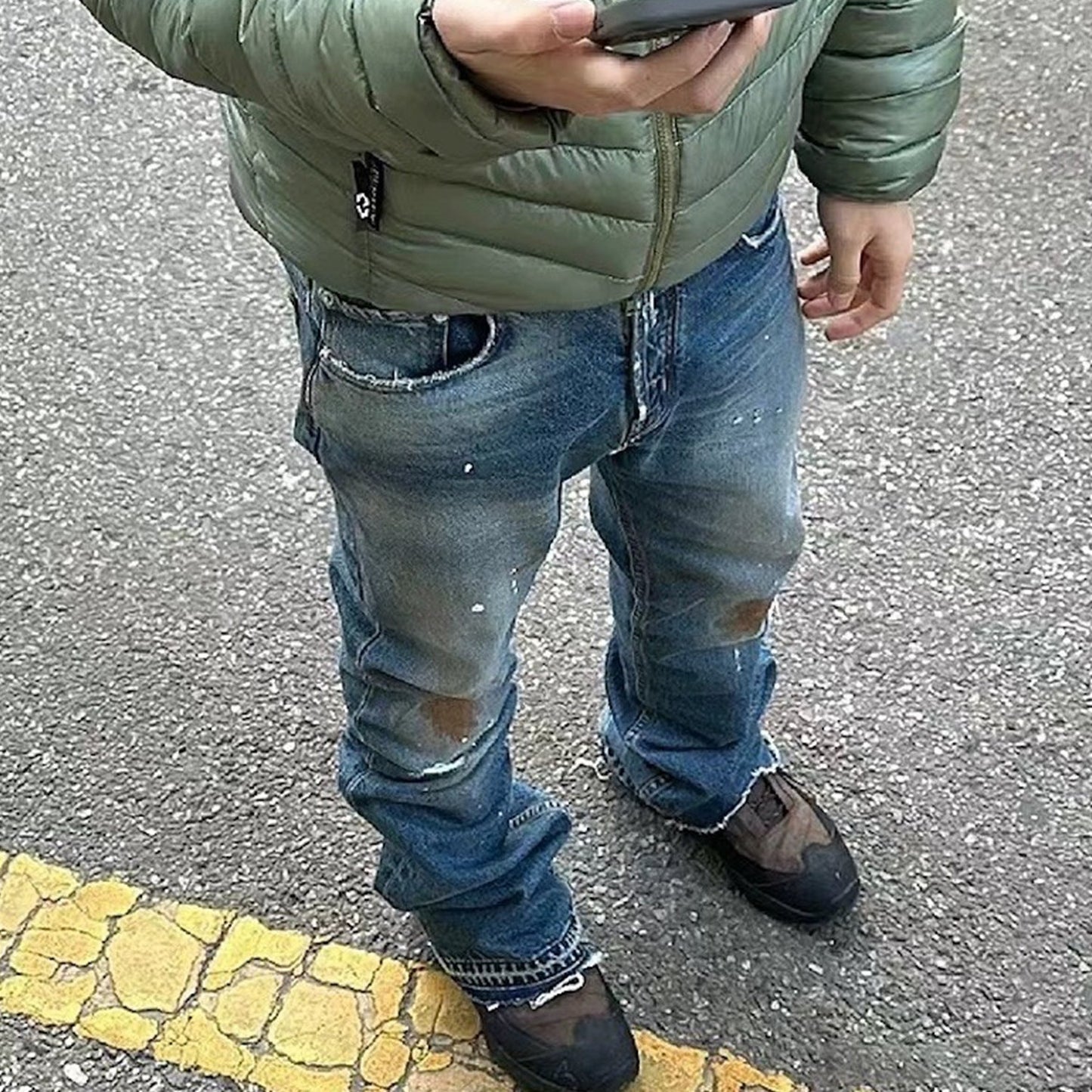 MIJKO Men's Vintage Pants MIJKO Men's and Women's Wide-footed Jeans