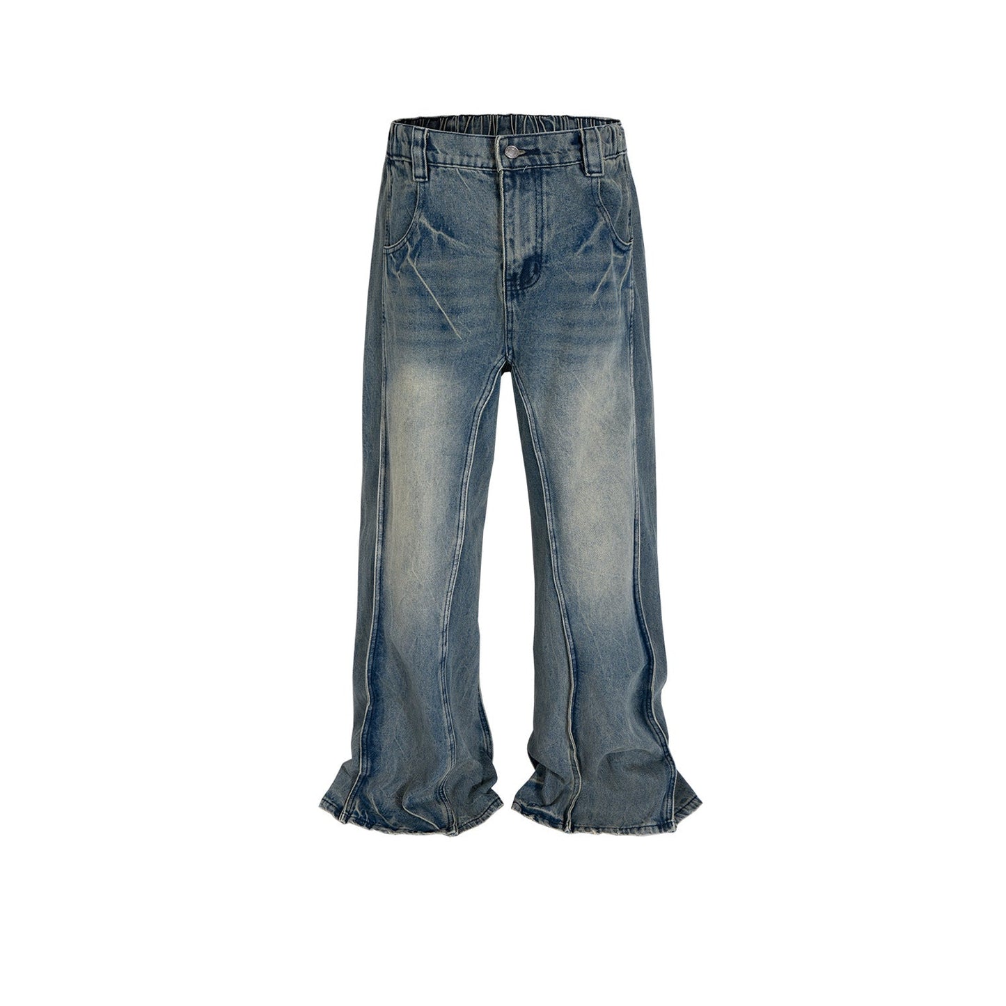 MIJKO Mens Vintage Pants Stretch Old Jeans