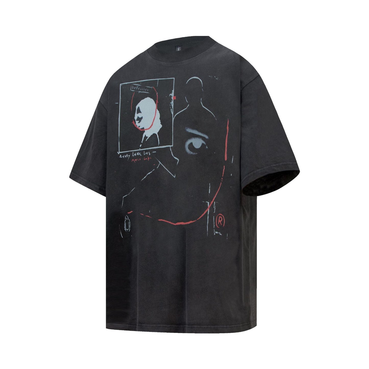 Unisex T-shirts Summer Vintage Hand Painted Alien Men's Loose Short Sleeve T-Shirt
