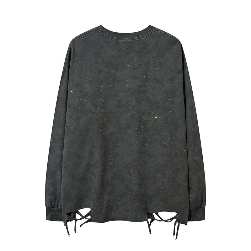 Unisex T-shirts Loose Ripped Versatile Long Sleeve T-Shirt