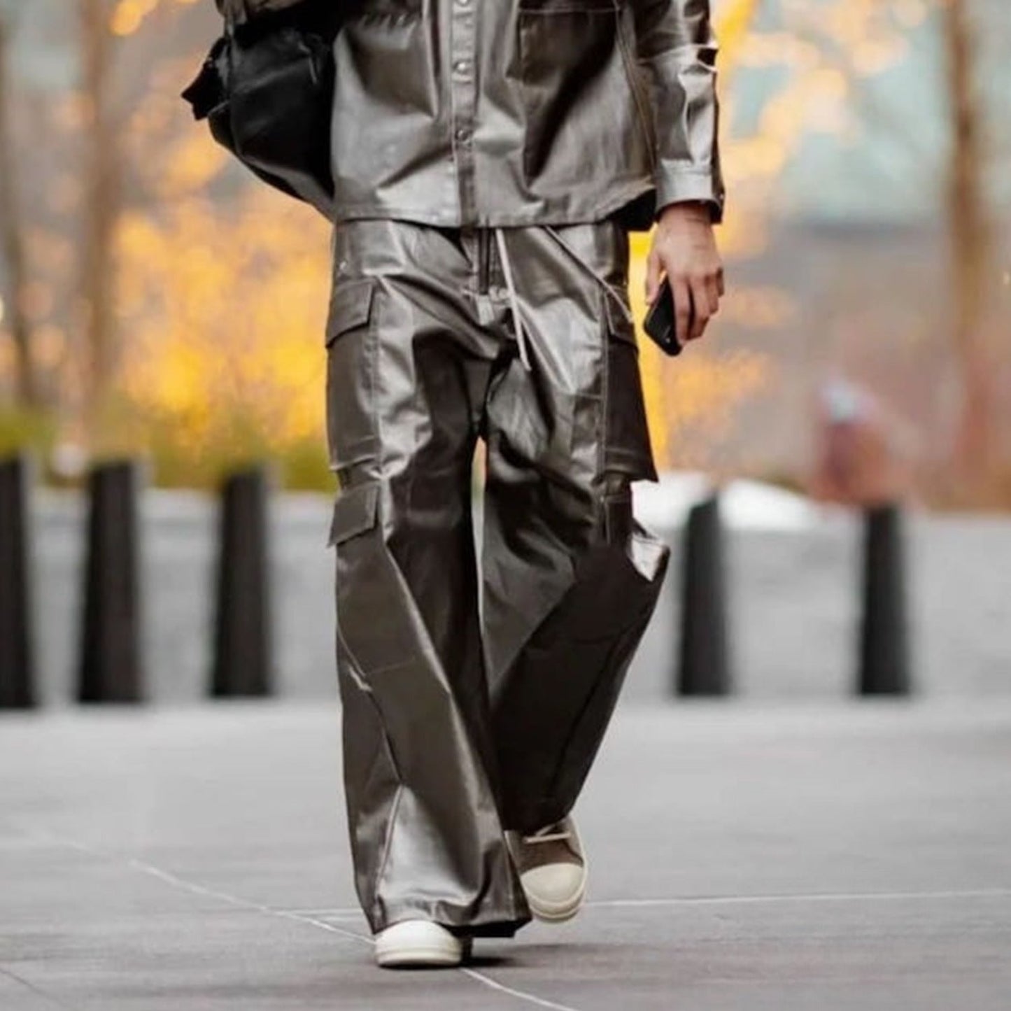 MIJKO Mens Vintage Pants MIJKO GethBela cargo pants wide-footed slacks