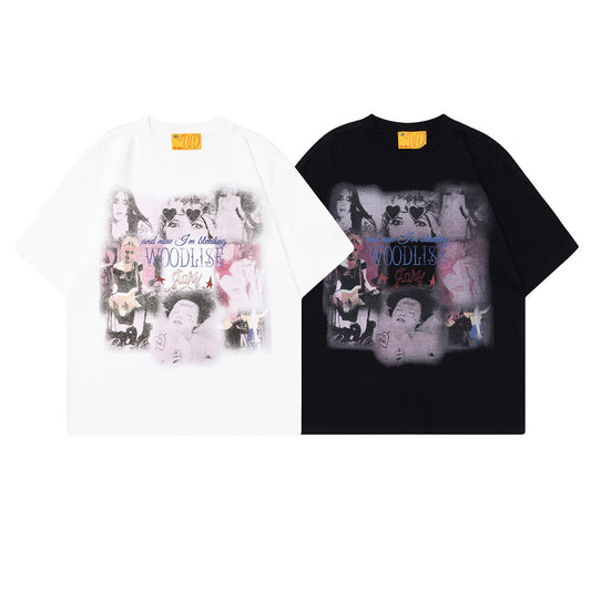 Unisex T-shirts Retro Singer Rock Design Loose Premium T-Shirt