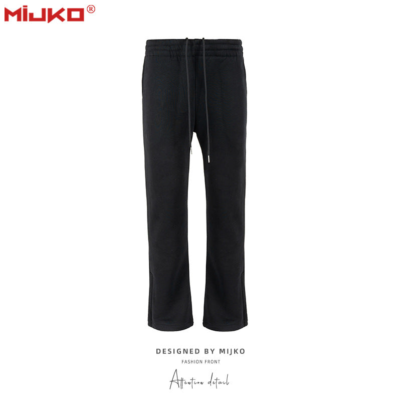 MIJKO Men's Vintage Pants Zip-up Pants Casual Plush Pants