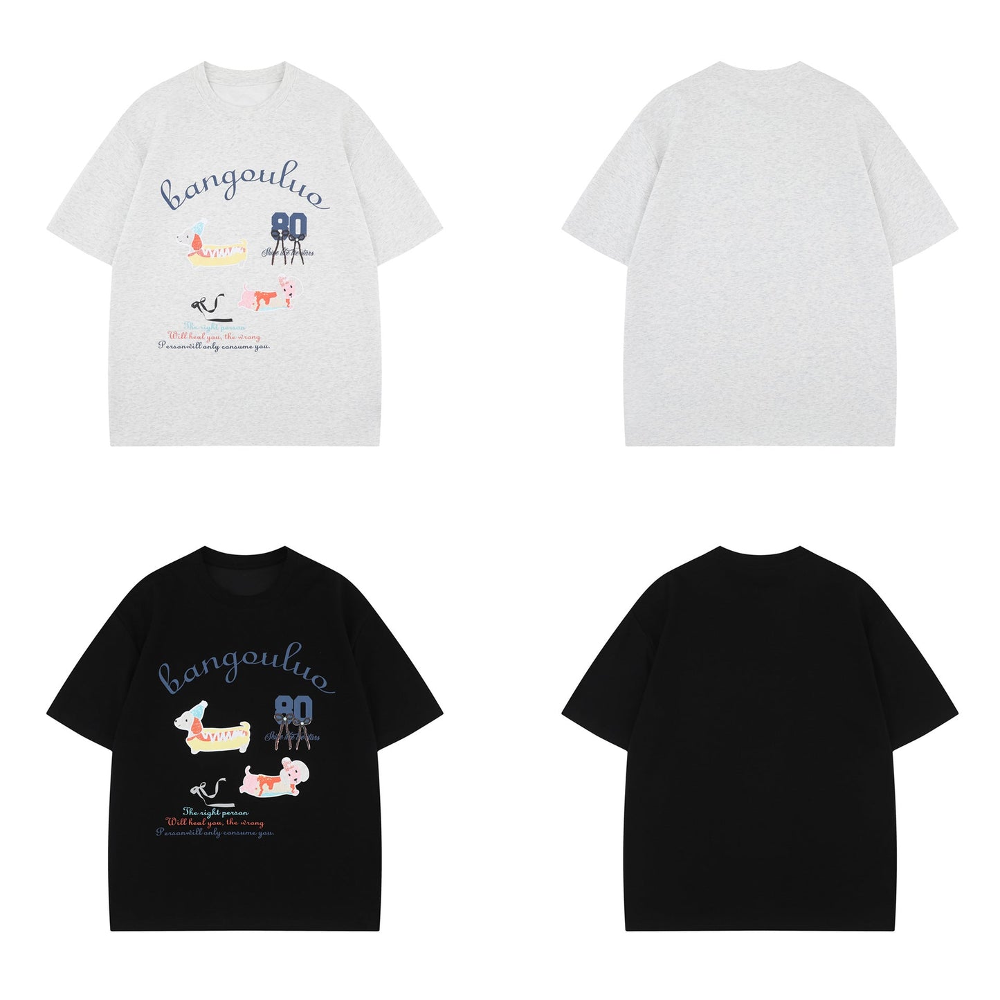 Unisex T-shirts Summer Vintage Cartoon Men's Loose Short Sleeve T-Shirt