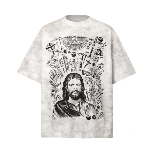 Unisex T-shirts Summer Tie-Dye Character Men's Loose Short Sleeve T-Shirt