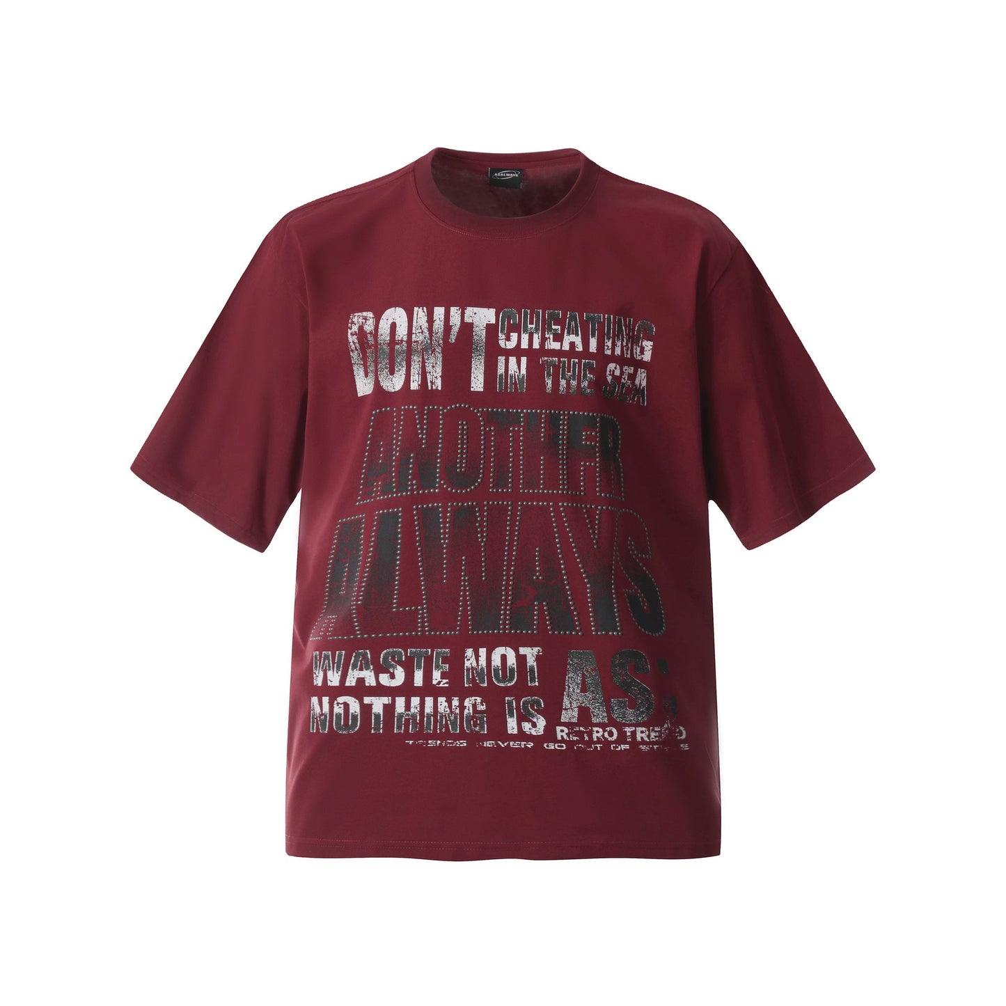 Unisex T-shirts Summer Letter Bead Men's Loose Crew Neck Short Sleeve T-Shirt