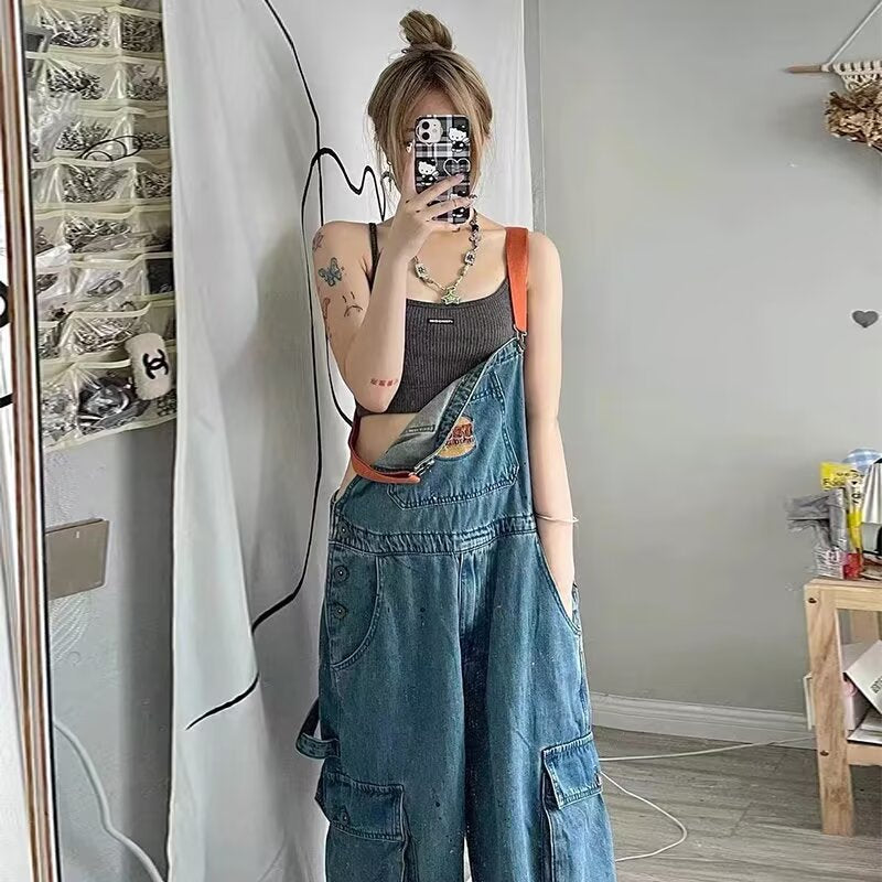 Women's Jeans Vintage Overalls Summer Women's Loose Wide Leg Pants