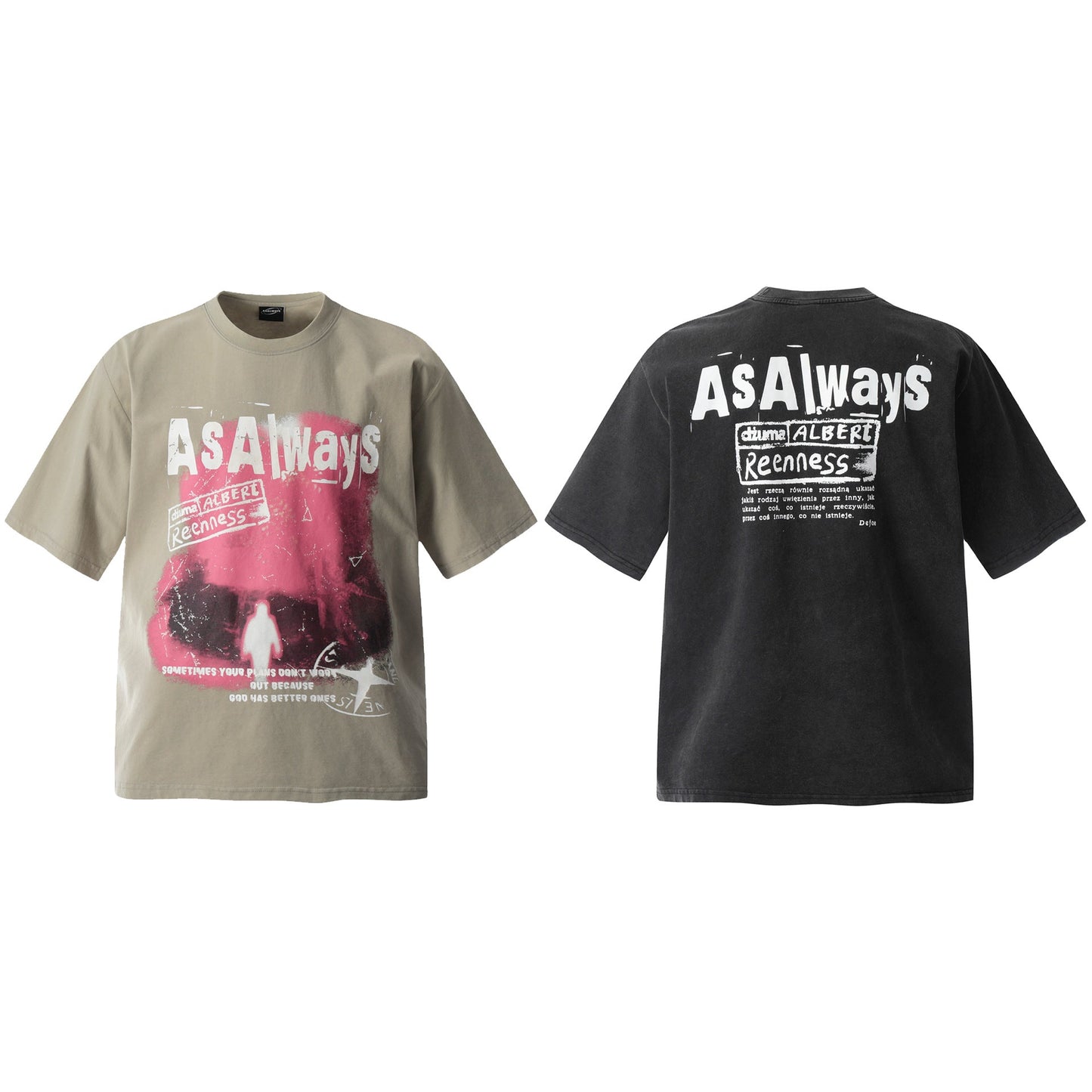 Unisex T-shirts Summer Washed Old Pattern Men's Loose Short Sleeve T-Shirt