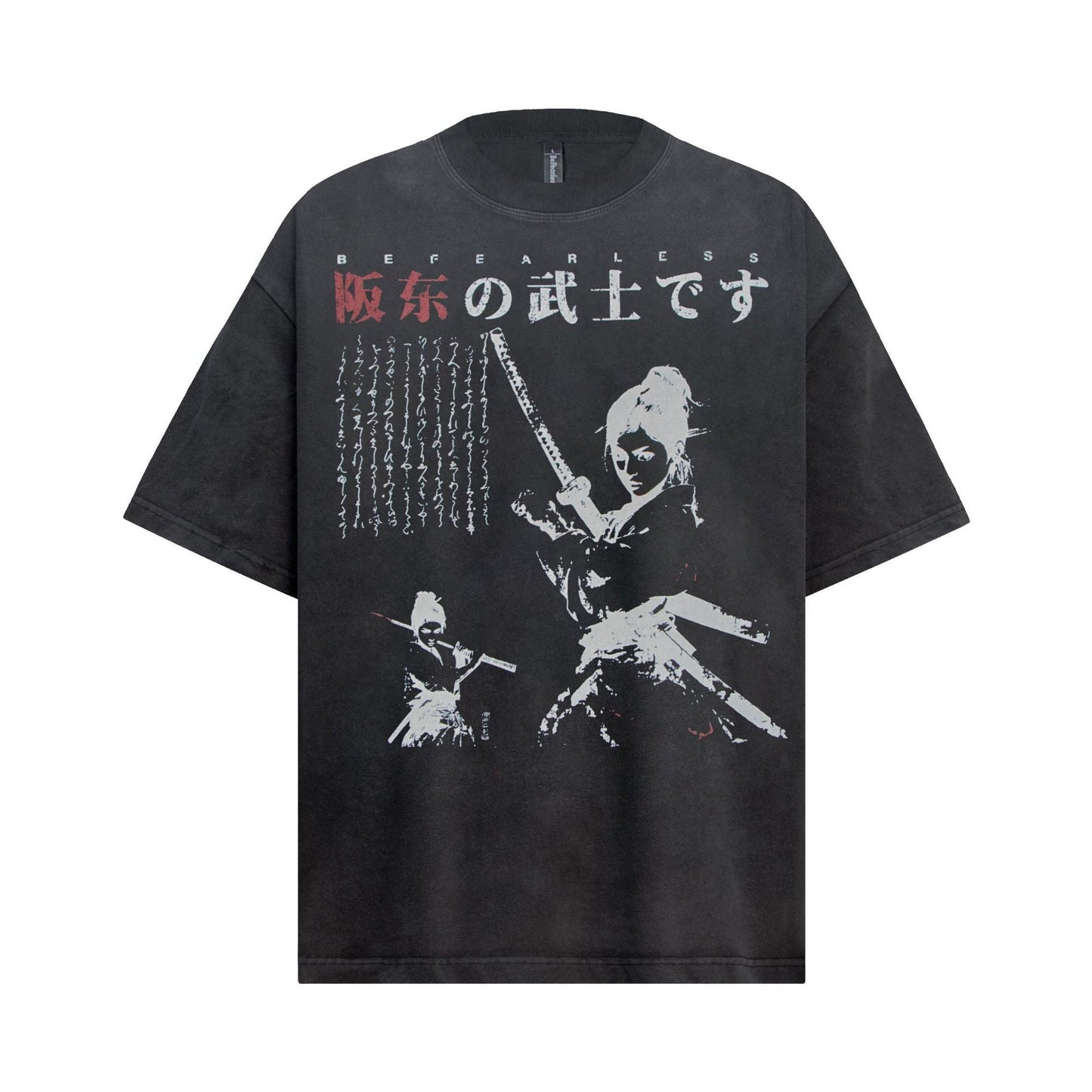 Unisex T-shirts Summer Vintage Girl Samurai Men's Loose Short Sleeve T-Shirt