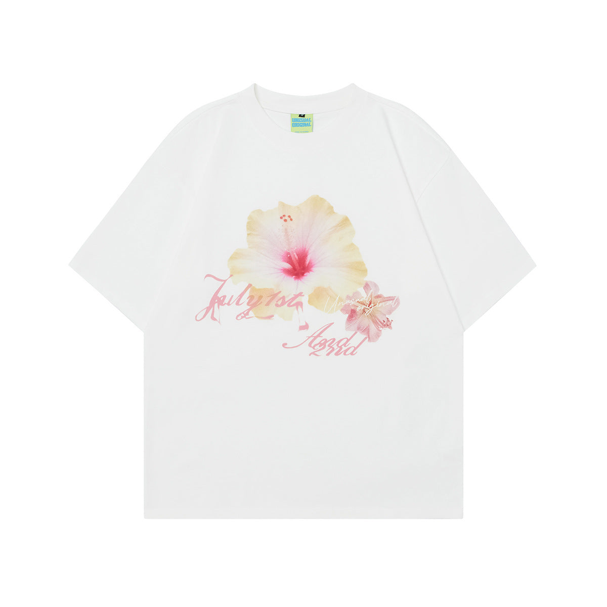 Unisex T-shirts Summer Flowers Men's Loose Short Sleeve T-Shirt