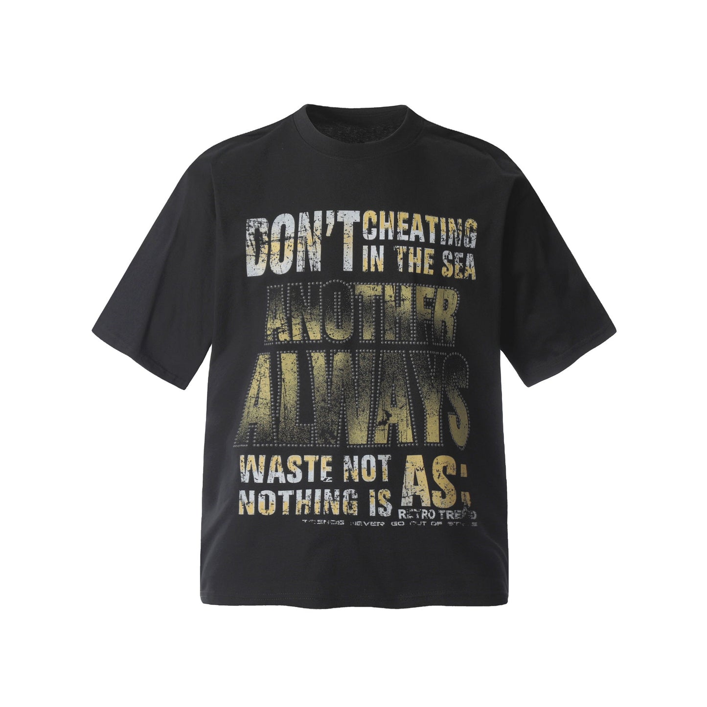 Unisex T-shirts Summer Letter Bead Men's Loose Crew Neck Short Sleeve T-Shirt