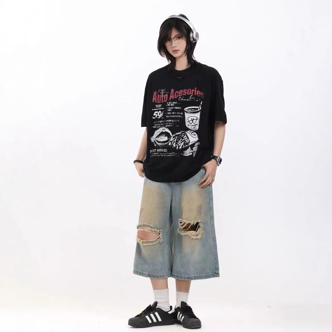 Women jeans summer ripped looseretro