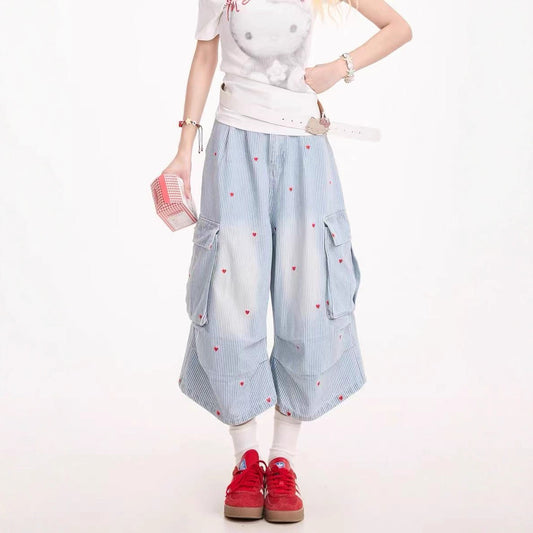 Women jeans jeans summer loose tooling shorts
