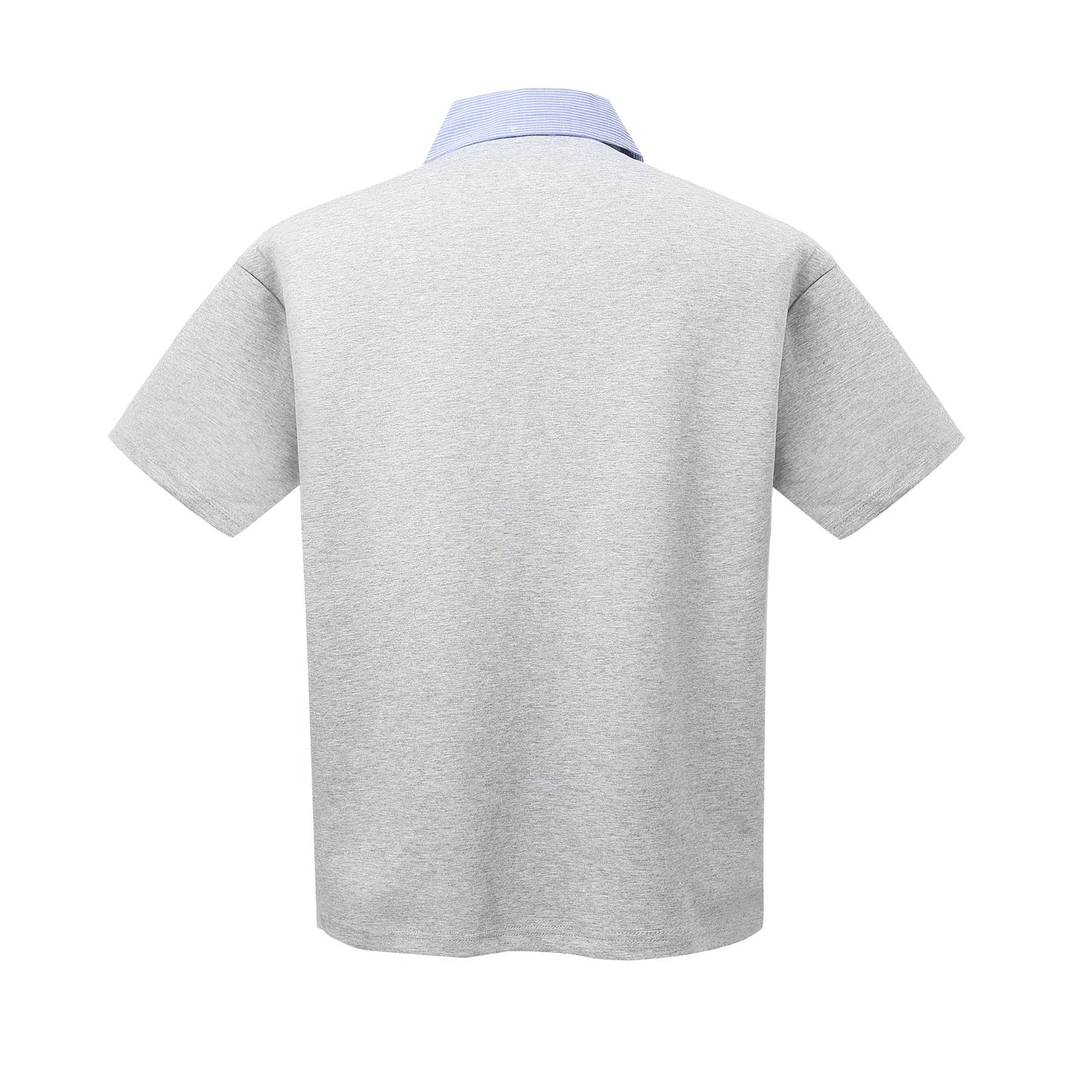 Unisex T-shirts Splicing Striped Lapel Design