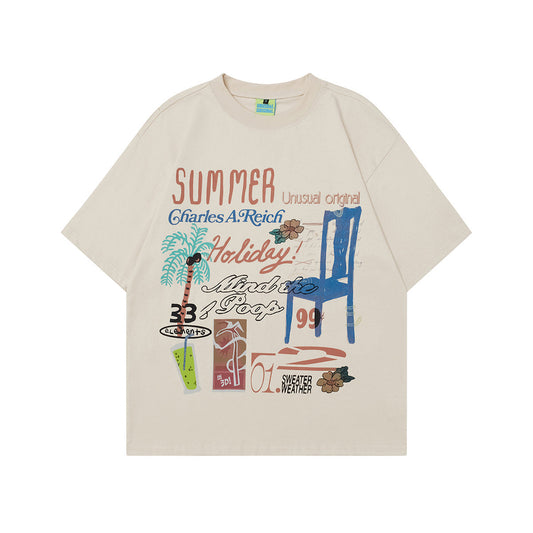 Unisex T-shirts Summer Painting Men's Loose Short Sleeve T-Shirt