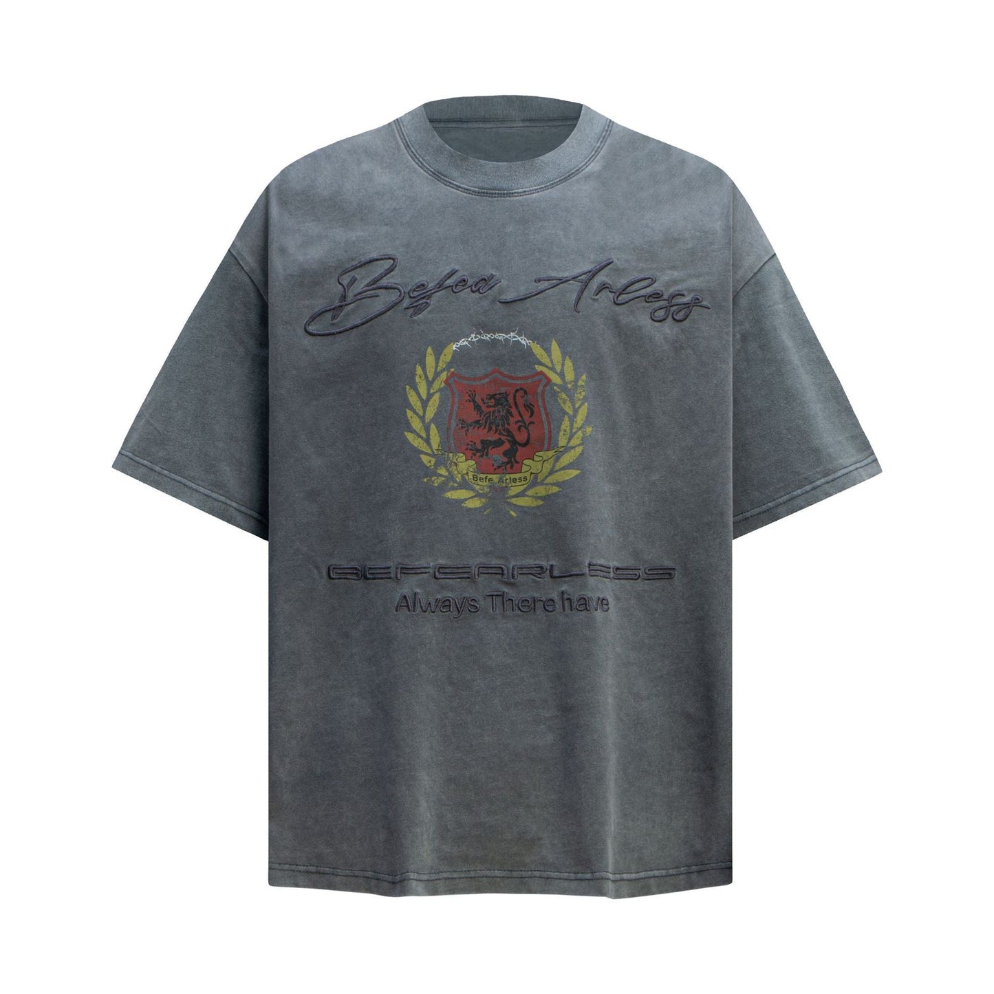 Unisex T-shirts Summer Letter Embroidery Men's Loose Short Sleeve T-Shirt