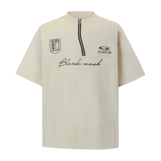 Unisex T-shirts Summer Irregular Zipper Men's Loose Short Sleeve T-Shirt