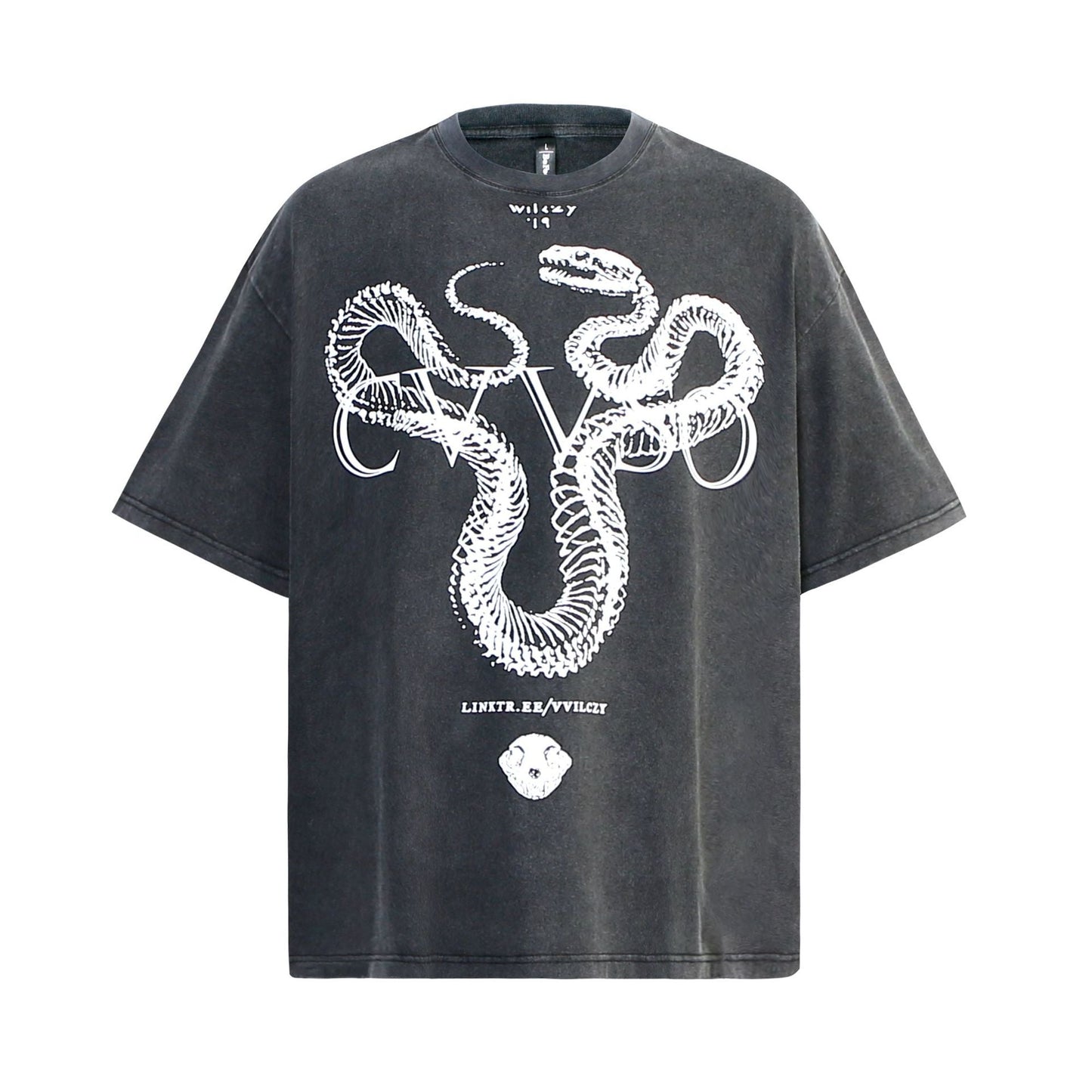 Unisex T-shirts Summer Vintage Snake Bone Pattern Men's Loose Short Sleeve T-Shirt