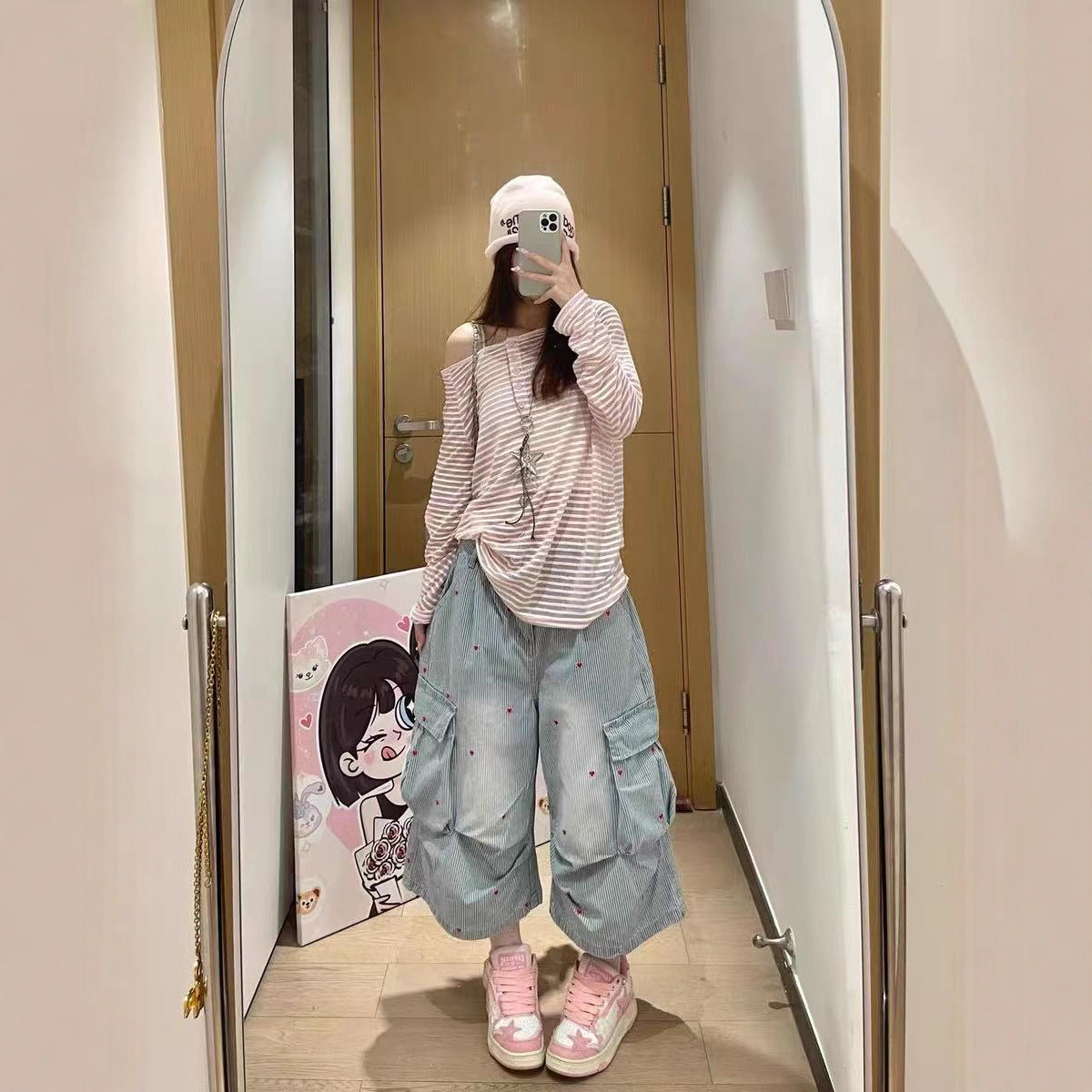 Women jeans retro women's loose cropped pants
