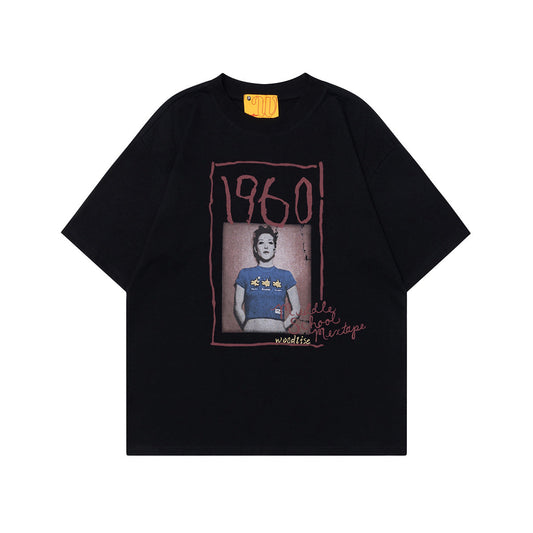 Unisex T-shirts Street Vintage Character Pattern Men's Loose Short Sleeve T-Shirt