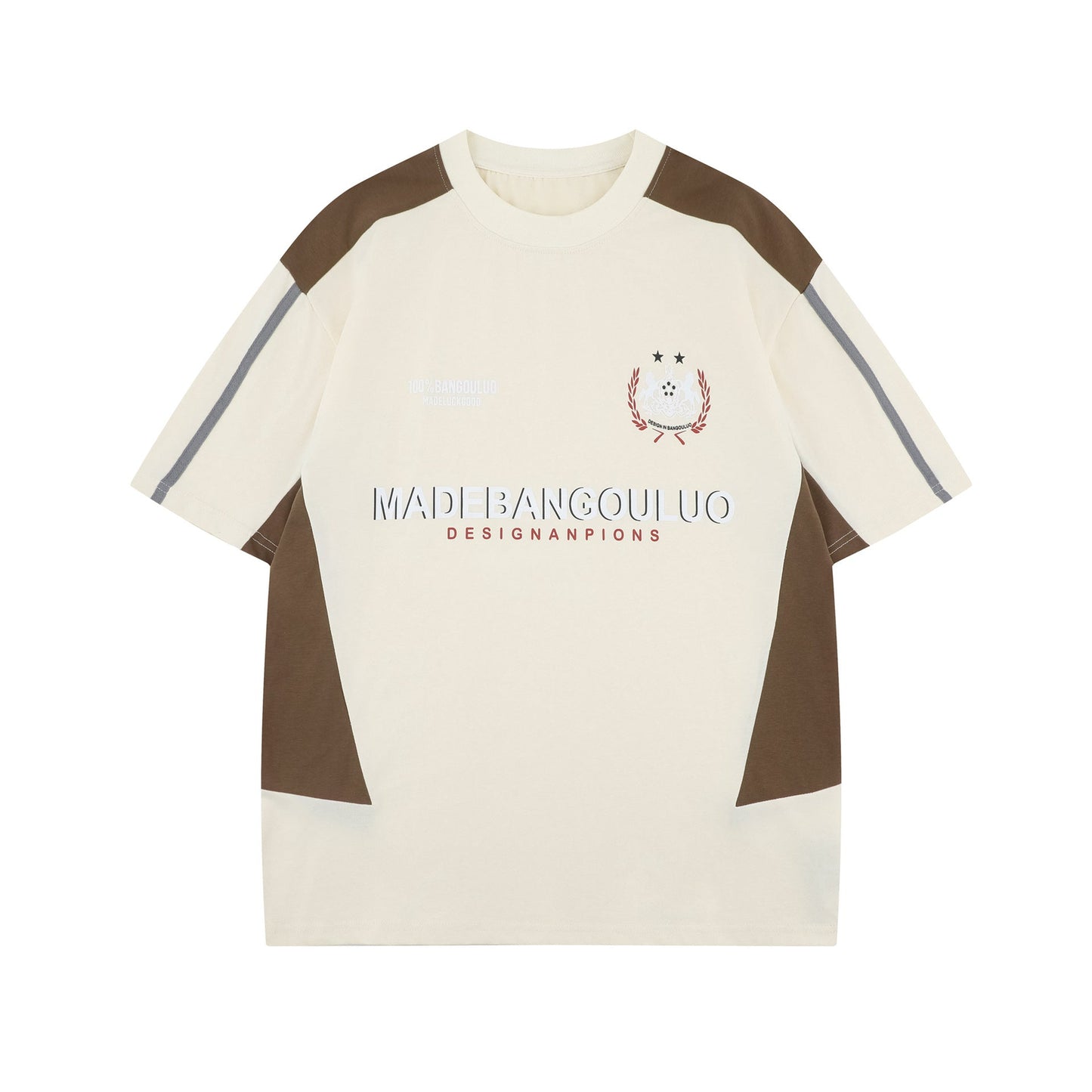 Unisex T-shirts Summer Splicing Letter Pattern Men's Loose Short Sleeve T-Shirt