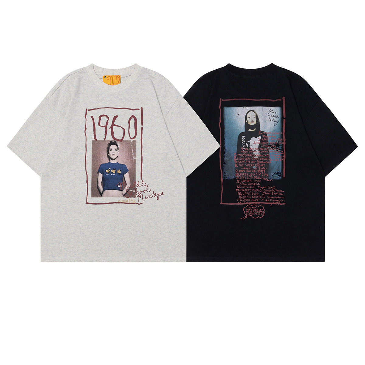 Unisex T-shirts Street Vintage Character Pattern Men's Loose Short Sleeve T-Shirt