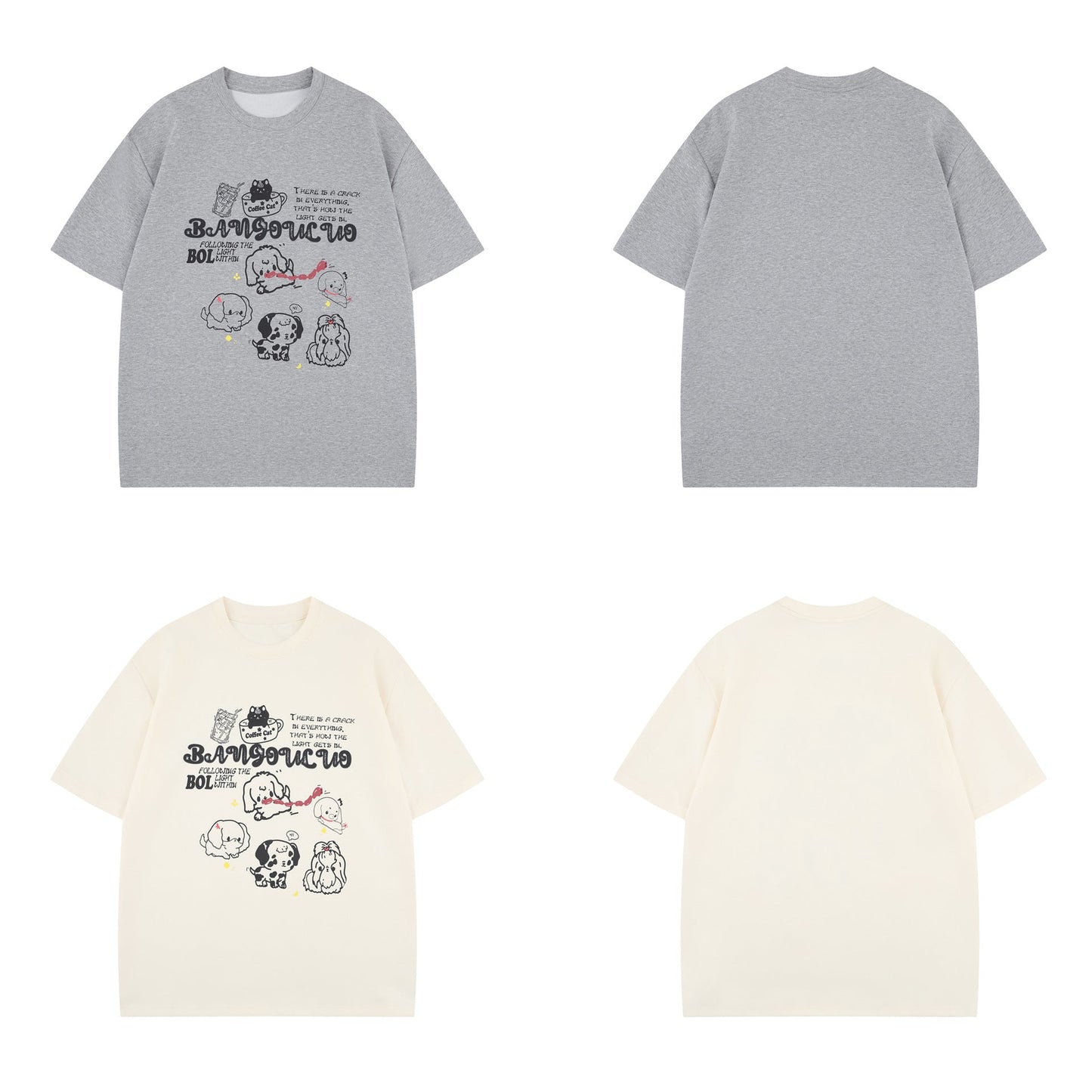 Unisex T-shirts Summer Vintage Cartoon Men's Loose Short Sleeve T-Shirt