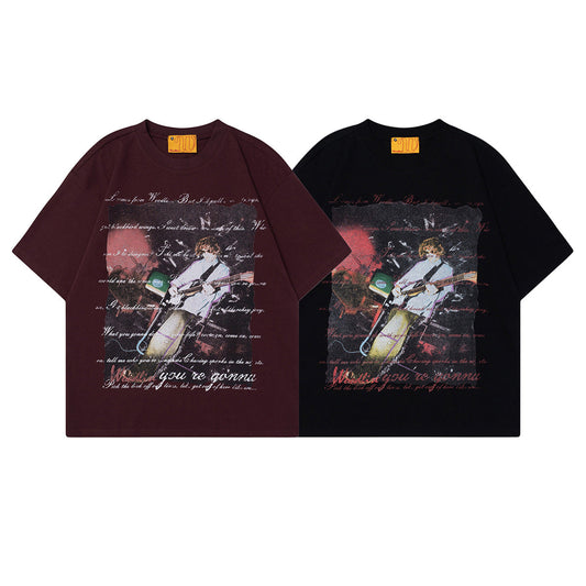 Unisex T-shirts Vintage Singer Pattern Design Loose Premium T-Shirt