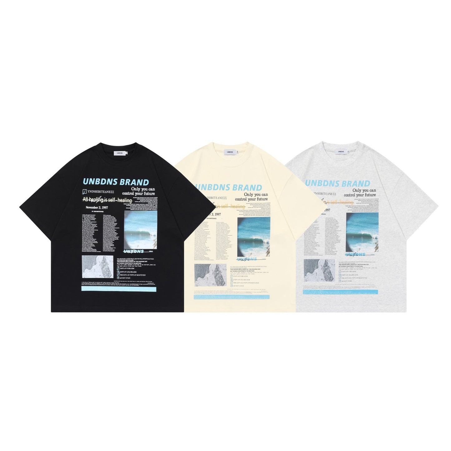 Unisex T-shirts Summer Magazine Pattern Men's Loose Short Sleeve T-Shirt