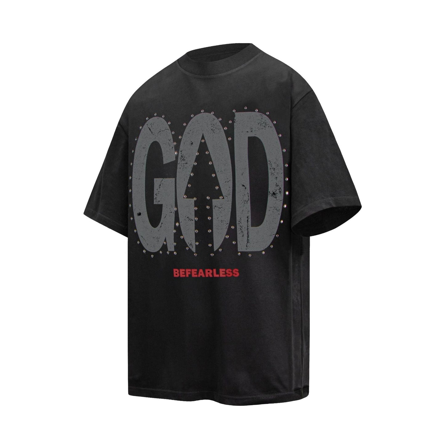 Unisex T-shirts Summer Vintage Alphabet Bead Printed Men's Loose Short Sleeve T-Shirt