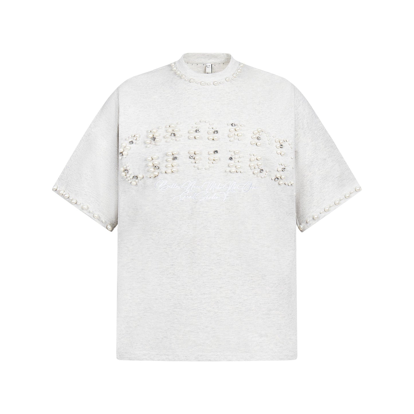Unisex T-shirts Street Beaded Letter Men's Loose Short Sleeve T-Shirt
