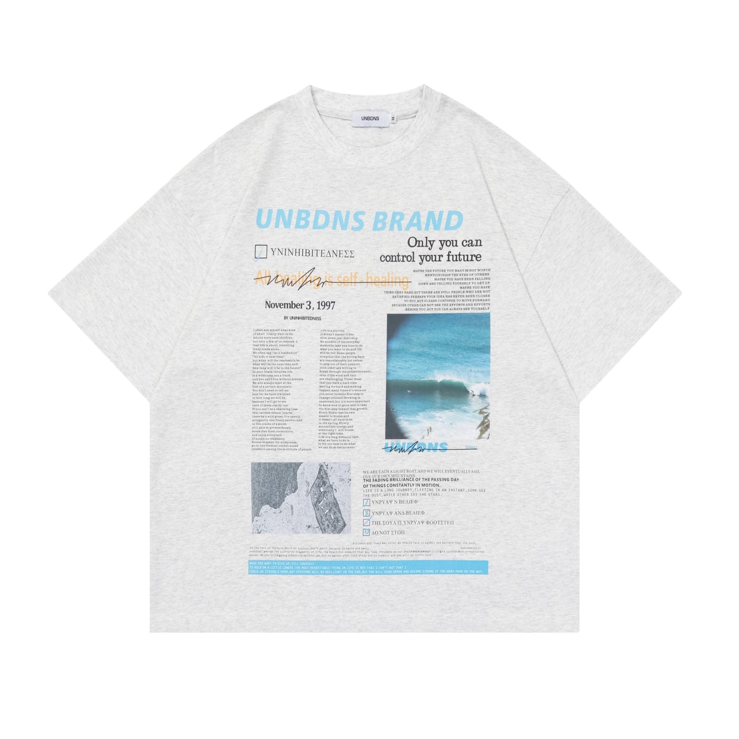 Unisex T-shirts Summer Magazine Pattern Men's Loose Short Sleeve T-Shirt