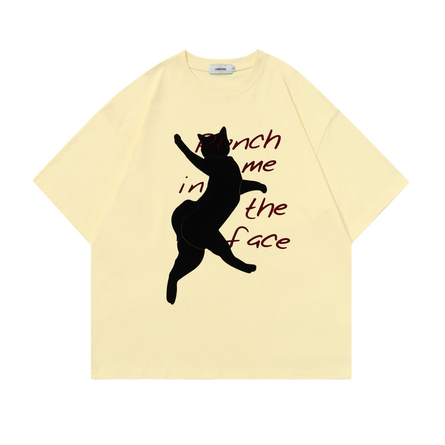 Unisex T-shirts Summer Towel Embroidered Cat Men's Loose Short Sleeve T-Shirt