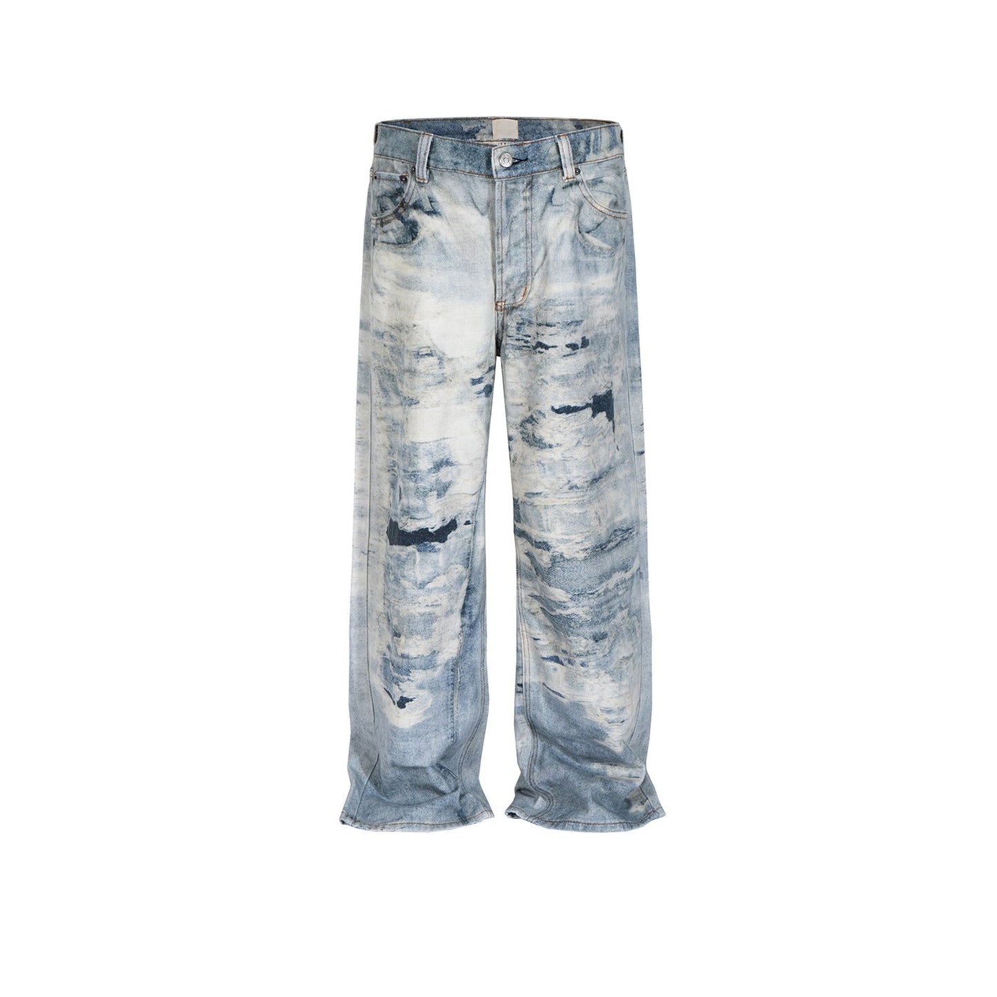 MIJKO Men Vintage Pants MIJKO straight-leg pants make old washed 3D printed jeans