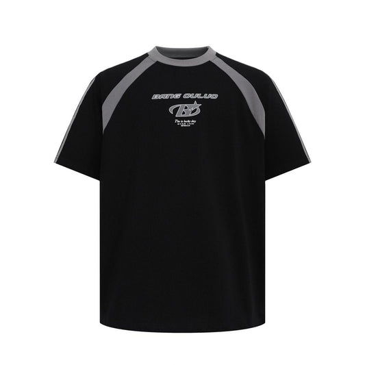 Unisex T-shirts Summer Men's and Women's Splicing Loose Short Sleeve T-Shirts