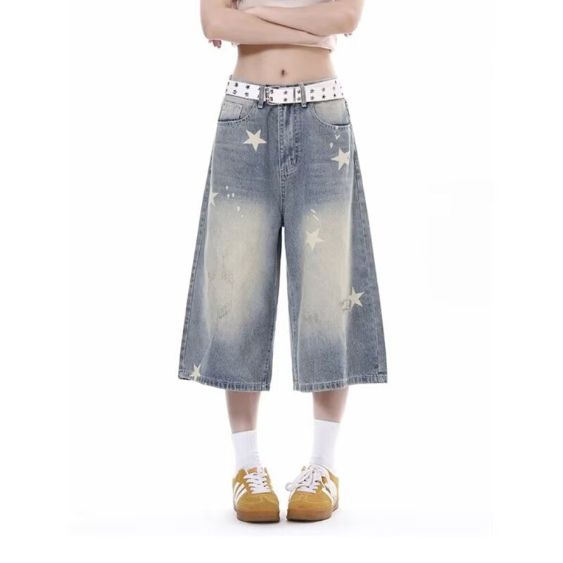 Women's Jeans Vintage Women's Summer Loose Denim Cropped Pants