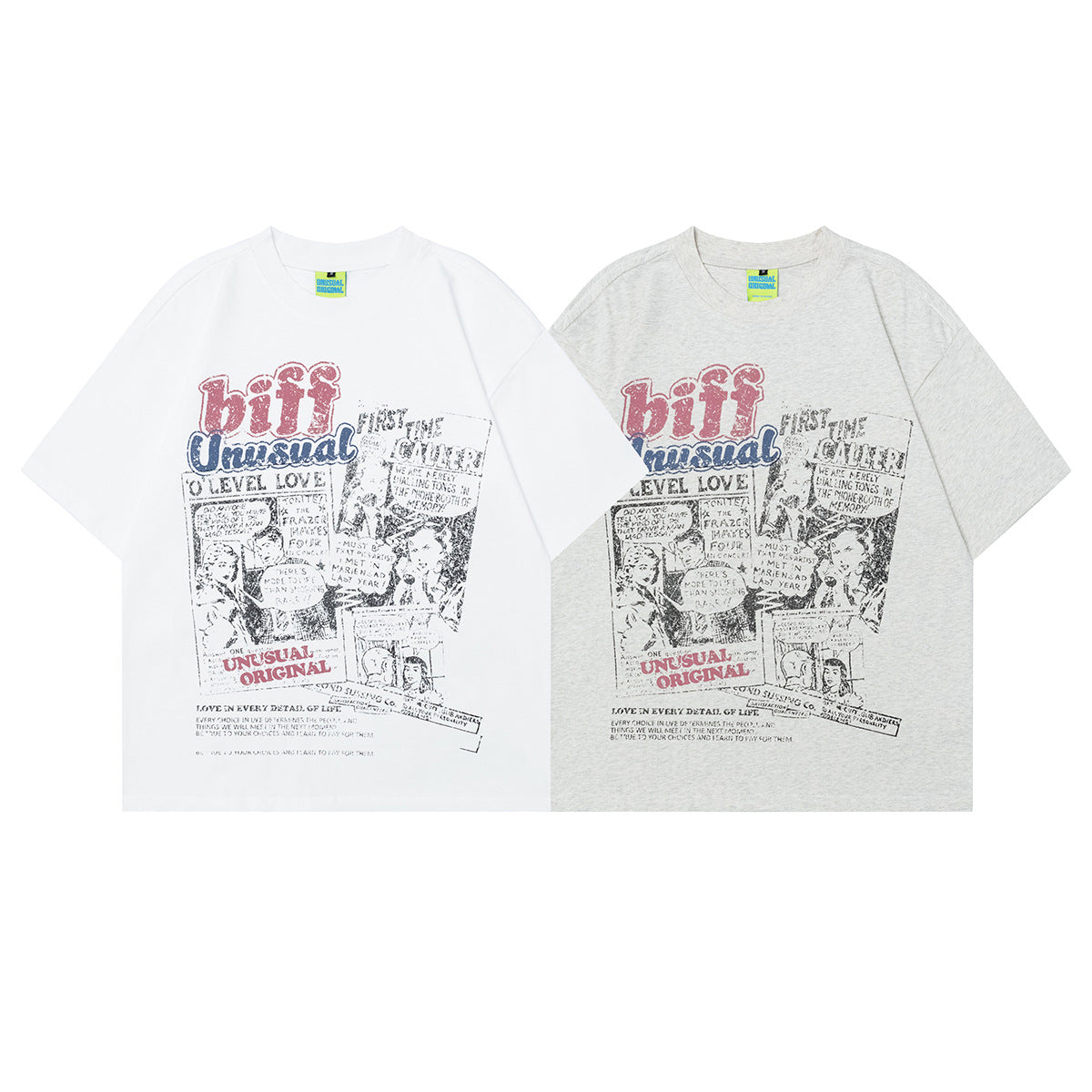 Unisex T-shirts Summer Magazine Creative Comic Men's Loose Short Sleeve T-Shirt