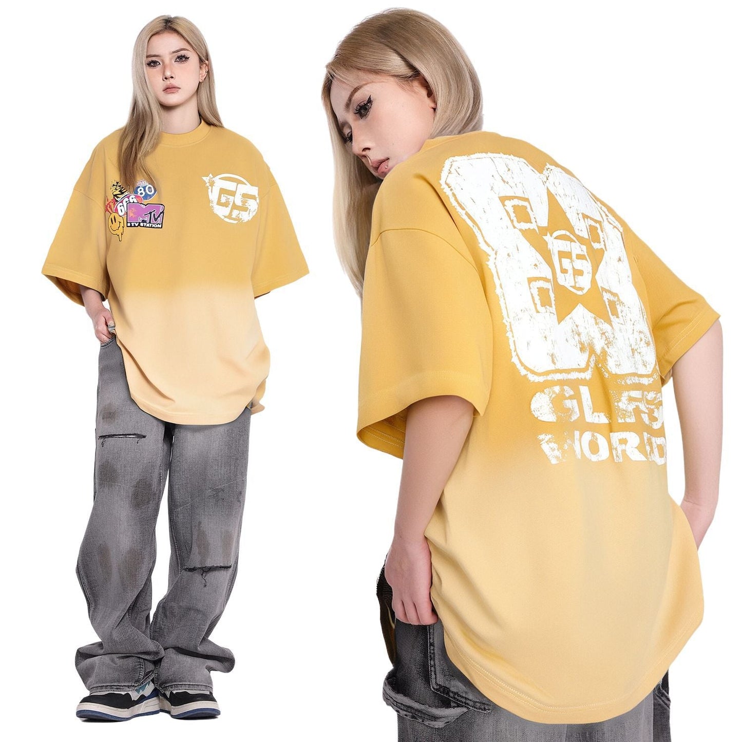 Unisex T-shirts Spoof Figure High Sense Design Loose T-shirt