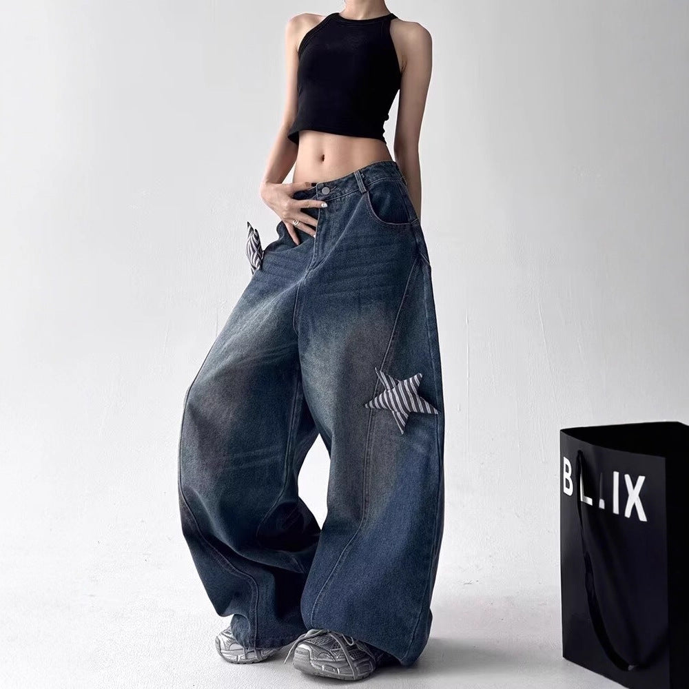 Women's Jeans Star Jeans Women's Loose Straight Wide Leg Pants