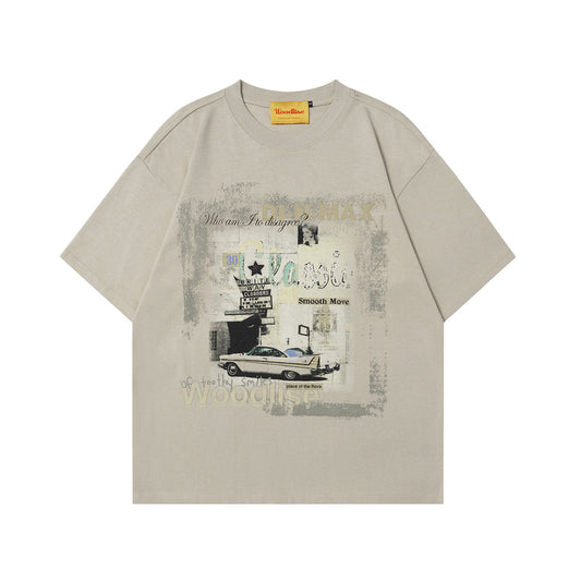 Unisex T-shirts Summer Newspaper Cover Men's Loose Short Sleeve T-Shirt