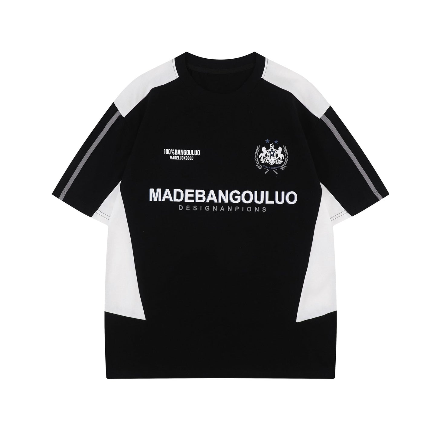 Unisex T-shirts Summer Splicing Letter Pattern Men's Loose Short Sleeve T-Shirt