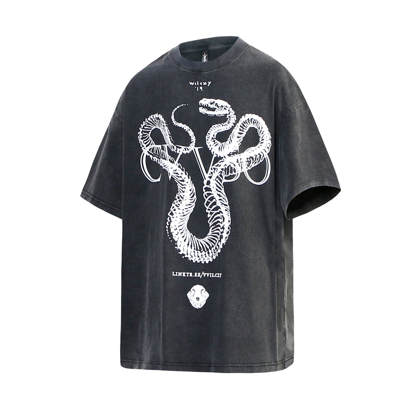 Unisex T-shirts Summer Vintage Snake Bone Pattern Men's Loose Short Sleeve T-Shirt