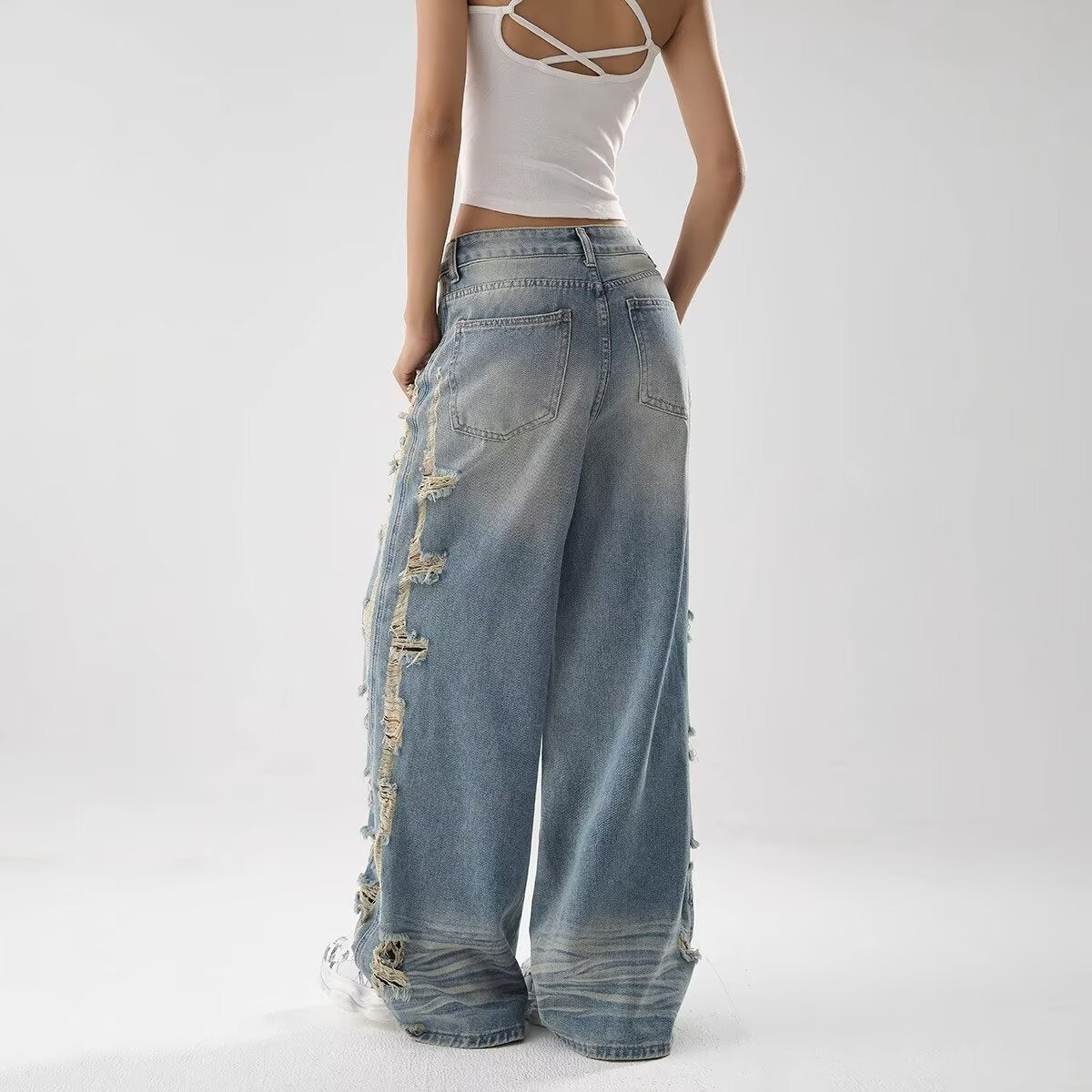 Women jeans summerhigh waistloose holes