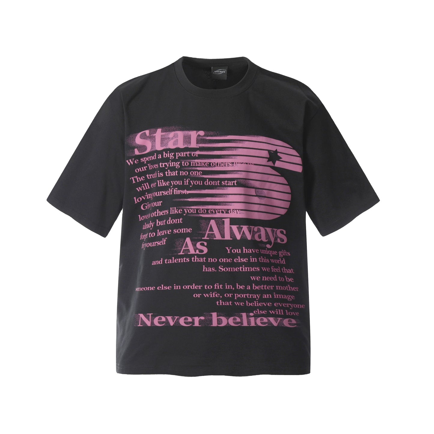 Unisex T-shirts Summer Letter Men's Loose Crew Neck Short Sleeve T-Shirt